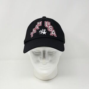 Olympics Team USA‎ Embroidered Flag & Rings Snapback Hat Cap Black Spell Out